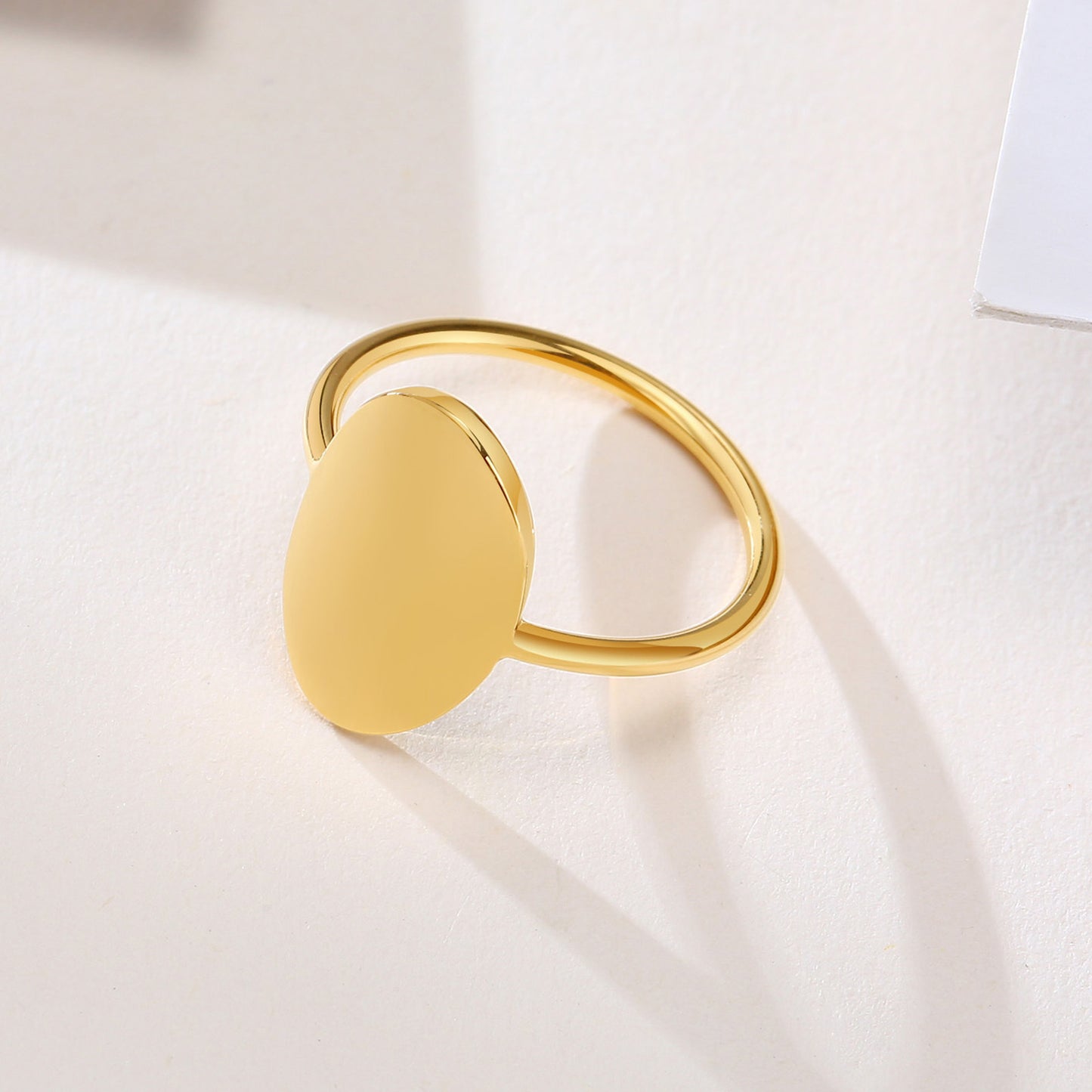 Stainless Steel Glossy Oval Personality Ring for Women