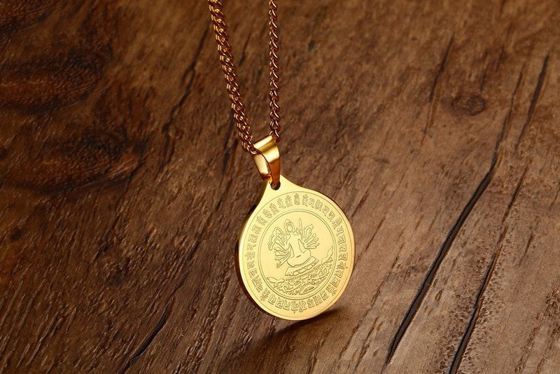 Chinese Style Jewelry Wholesale 31MM Stainless Steel Guanyin Pendant
