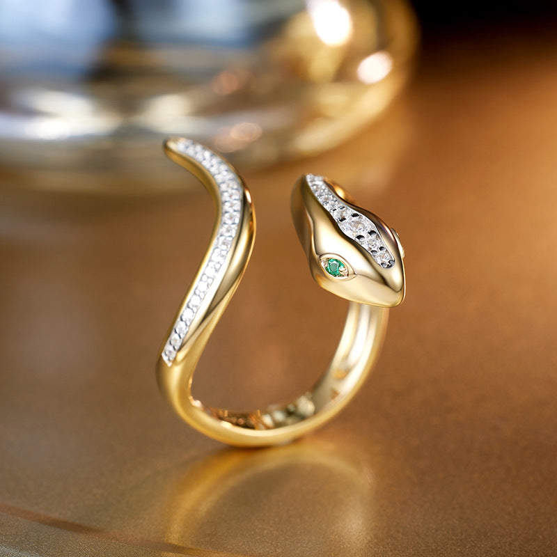 Planderful Spirit Snake Ring Green Eyed Zircon Elite Women