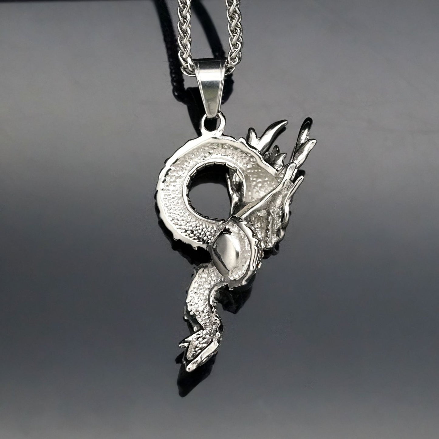 Planderful Dragon Necklace Gold Plated Stainless Steel With Zircon Flying Dragon Pendant Unisex Statement Jewelry