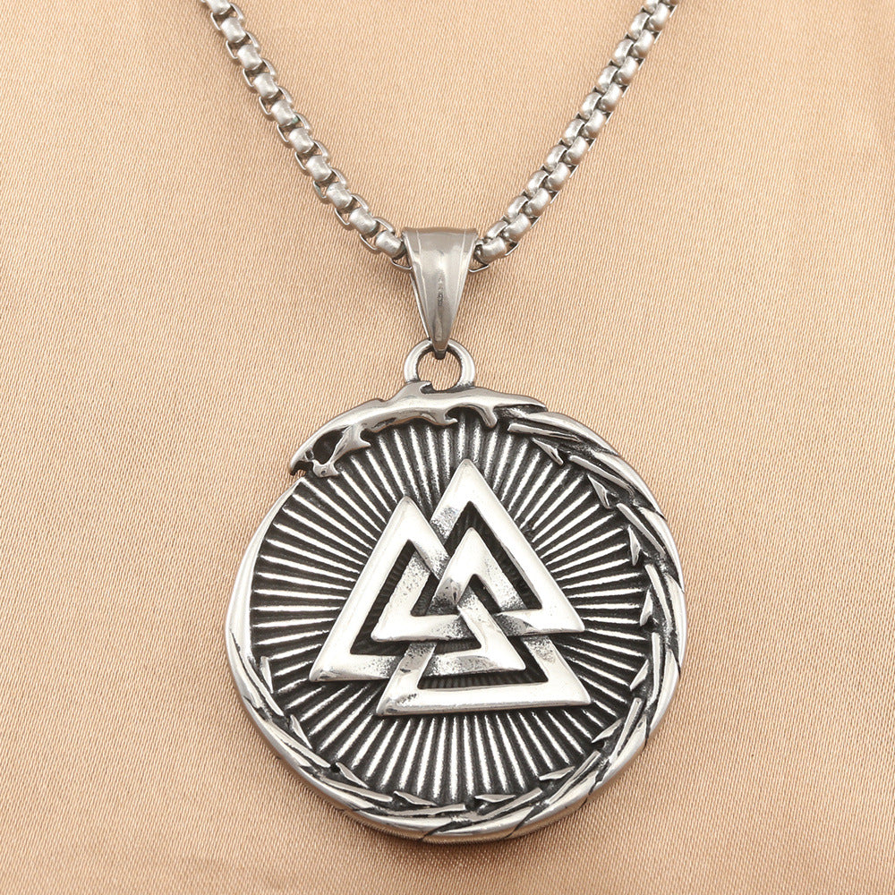 European And American Stainless Steel Viking Triangle Pendant