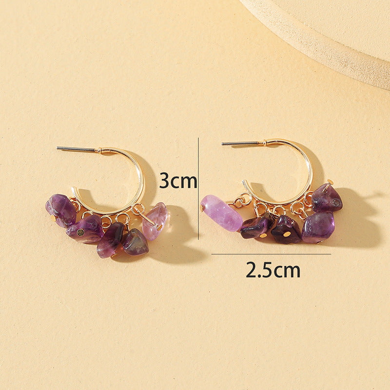 Enamel Gravel Earrings with C-Shaped Stones - Vienna Verve Collection by Planderful