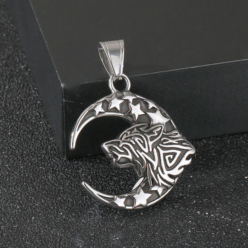 Planderful Viking Wolf Pendant For Men Green Eyed Celtic