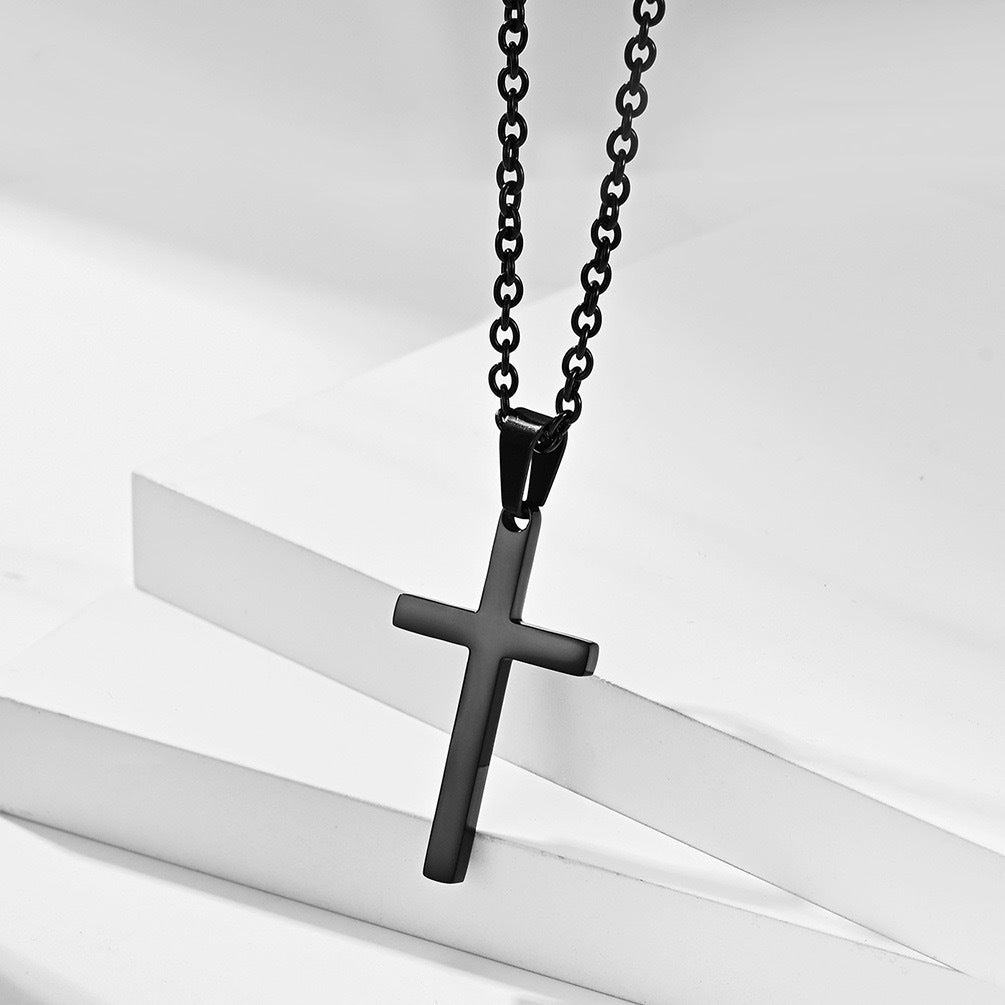 Planderful Gold Cross Necklace For Men Stainless Steel Pendant With Warm Tone Finish Durable Hip Hop Style Gift Idea