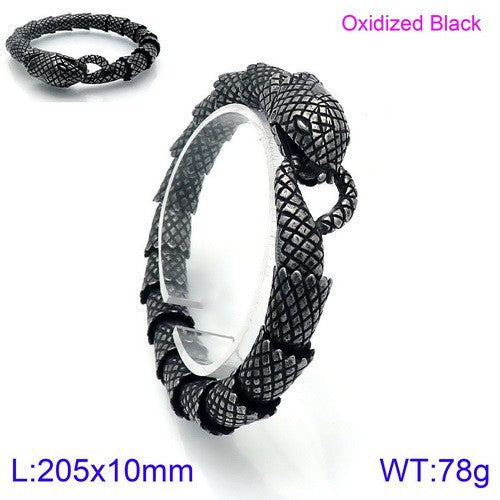 Planderful Zircon Encrusted Snake Bracelet For Men Titanium