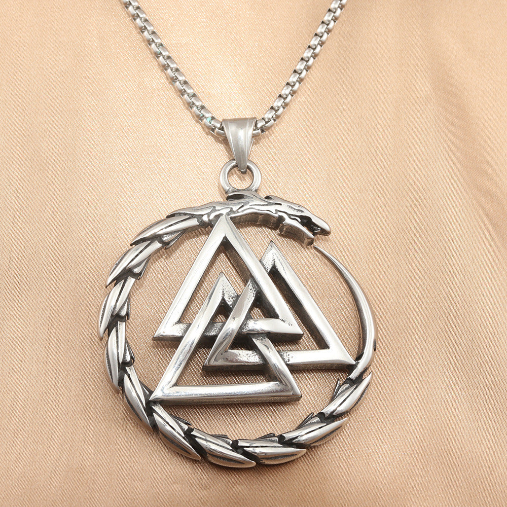 European And American Stainless Steel Viking Triangle Pendant