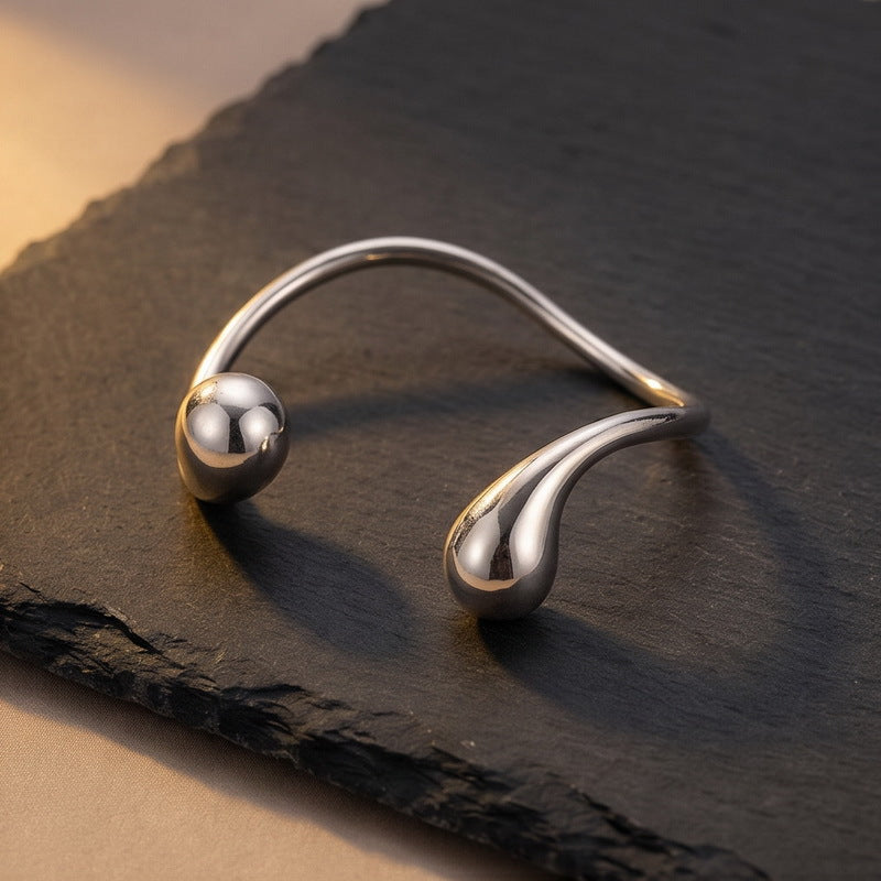 Mobius Twist Open Stainless Steel Bracelet Water Drop Double Head Stainless Steel Unisex