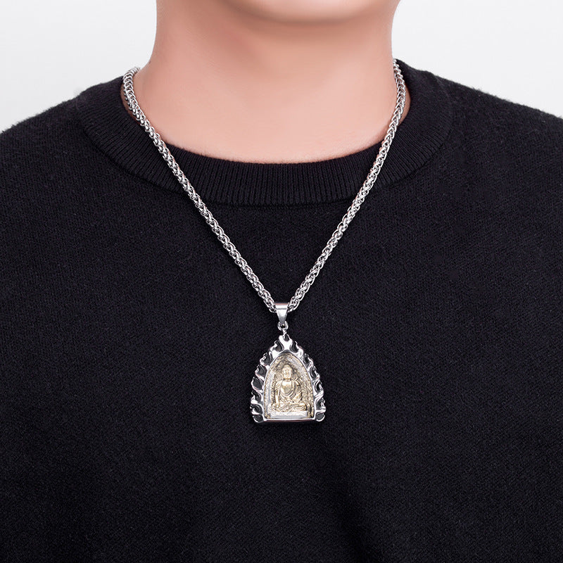 Titanium Steel Necklace – Vintage Buddha Zodiac Charms