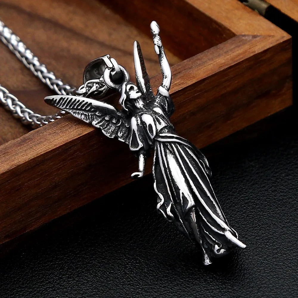 Punk Angel Wing Stainless Steel Pendant Necklace