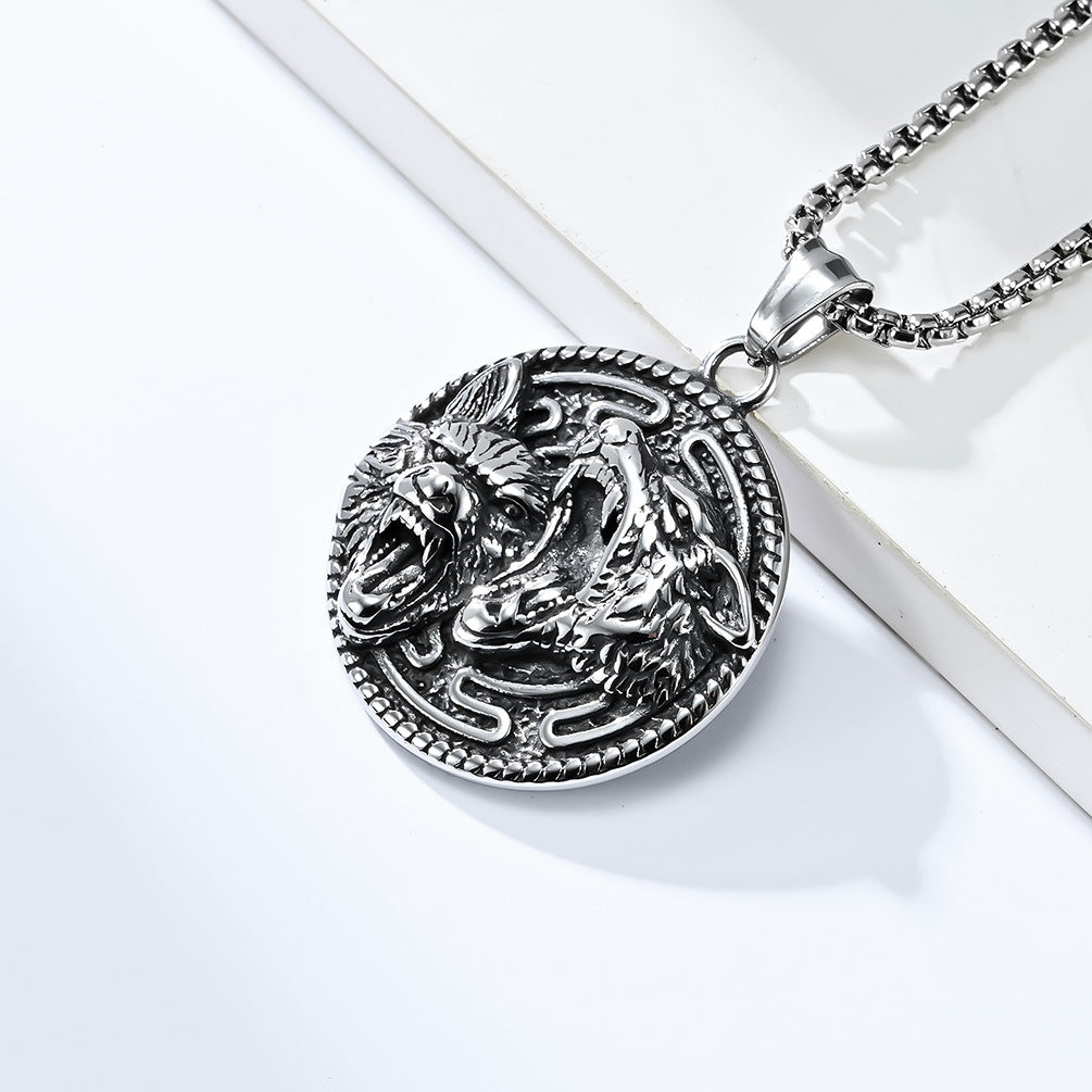 Retro Nordic Style Viking Wolf Necklace for Men Wholesale