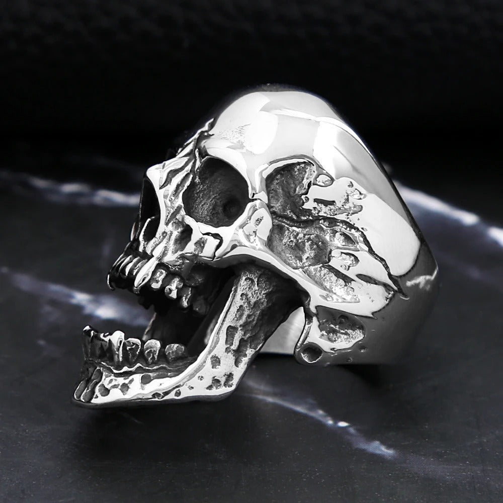Planderful Shop Skull Ring Titanium For Men With Retro Long Teeth Zombie Design Halloween Durable Statement Jewelry