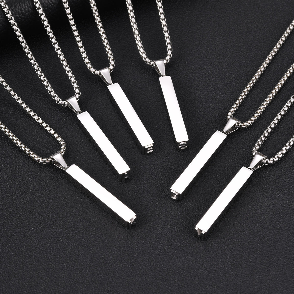 Hot-Selling Urban Minimalist Style – Stainless Steel Rectangular Strip Letter Pendant – Necklace