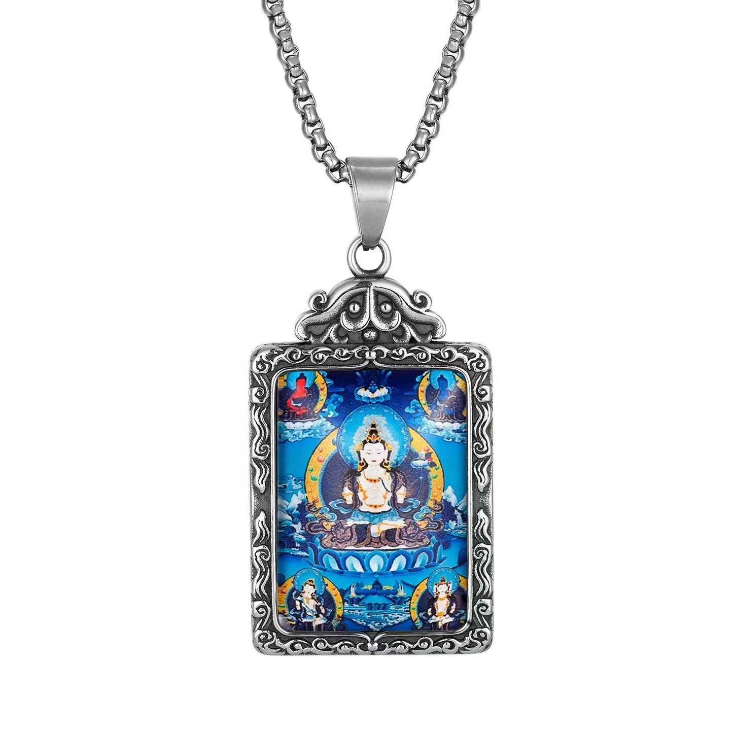 Zodiac Guardian Buddha Pendant For Men And Women By Planderful Titanium Steel Thangka Necklace With Premium Protection