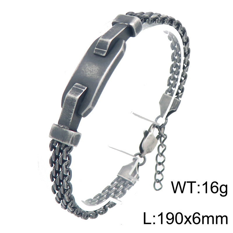 Style Rectangular Plate Mesh Chain Titanium Steel Bracelet Geometric Curved Bar