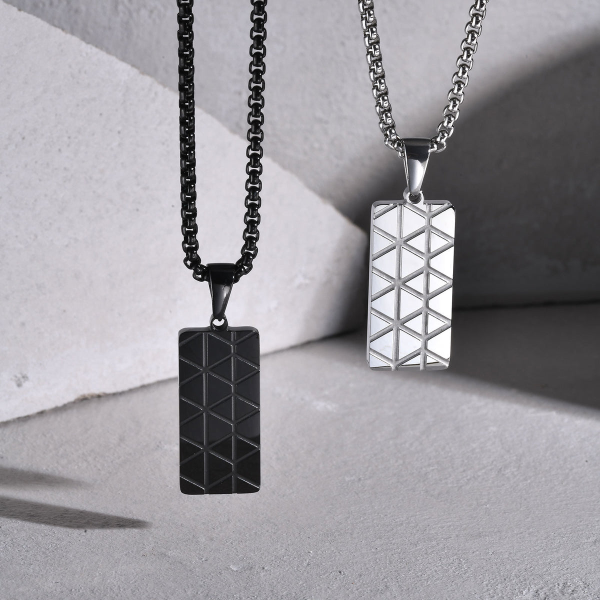 Geometric Black Stainless Steel Necklace