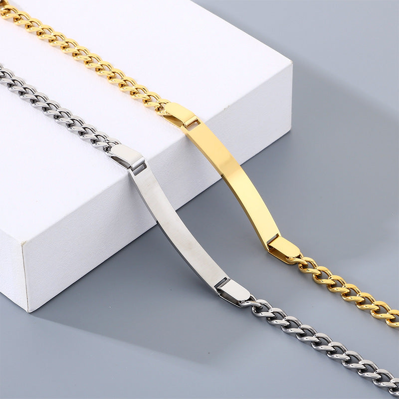 Stainless Steel Figaro Chain Bend Bracelet Nk Chain Cuban Chain Couple