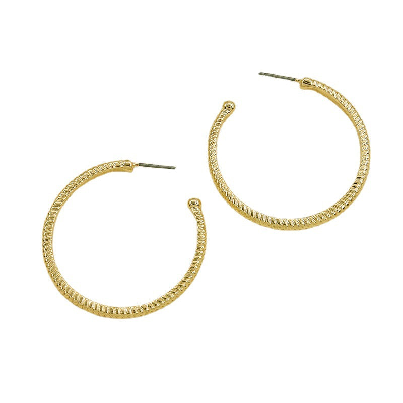 Exaggerated Geometric C-shaped Stud Earrings with Alloy Texture