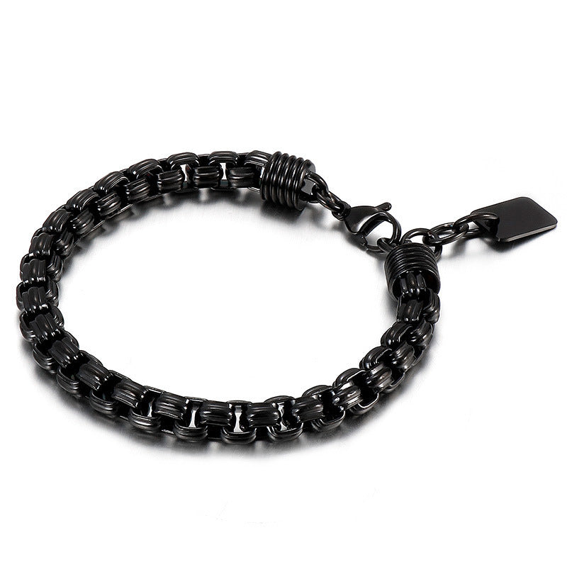 Punk Style Men's Stainless Steel Square Pearl Bracelet – Men's Titanium Steel Design