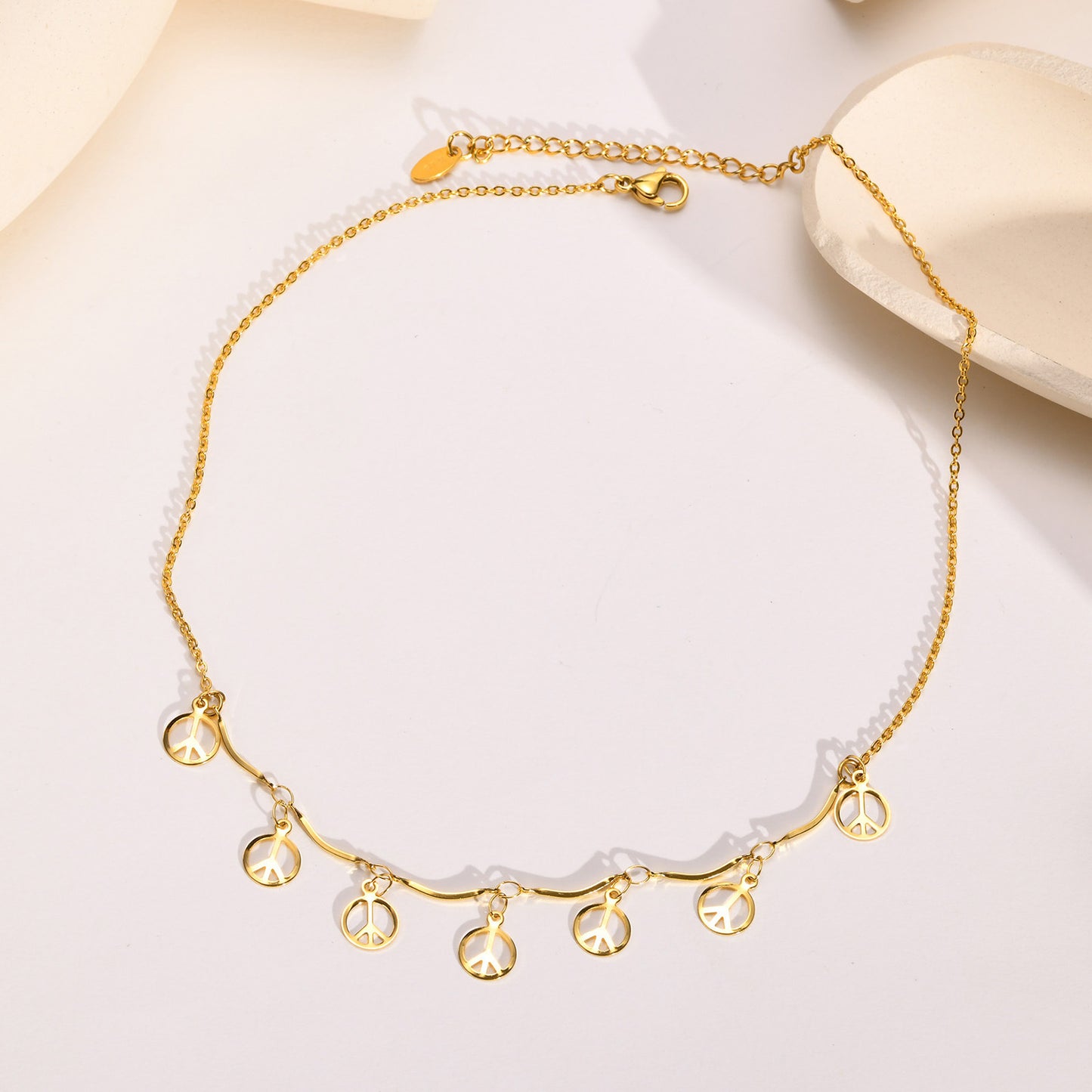 Titanium Steel Necklace Gold Peace Mark Accessories Jewelry