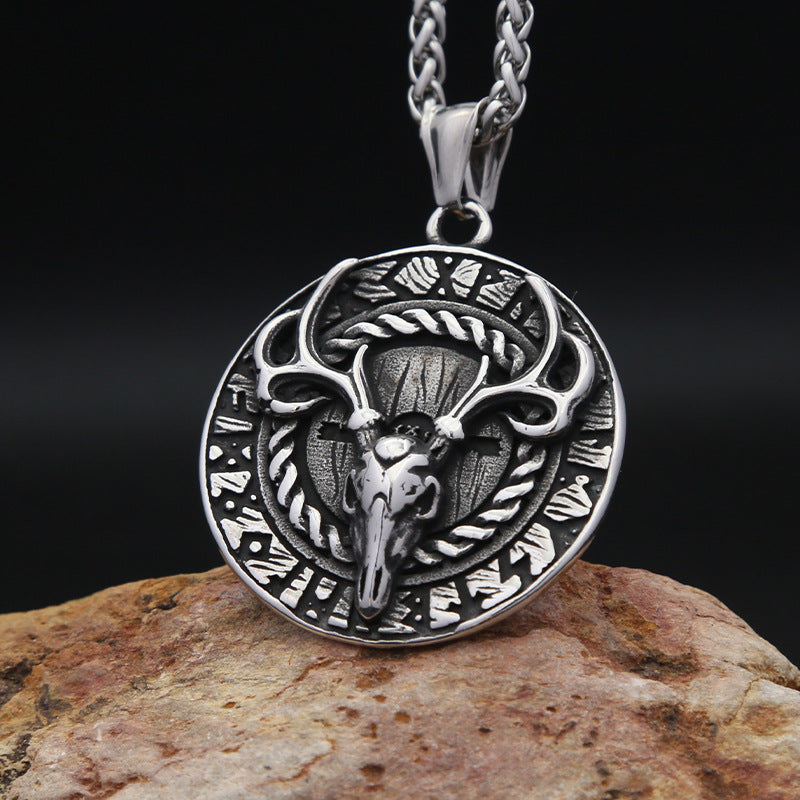 Vintage Deer Stainless Steel Men's Pendant Necklace