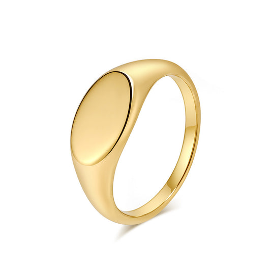 Planderful Everyday Genie Light-Sensitive Titanium Steel Ring For Women Minimal Oval Seal Jewelry Size 5-10