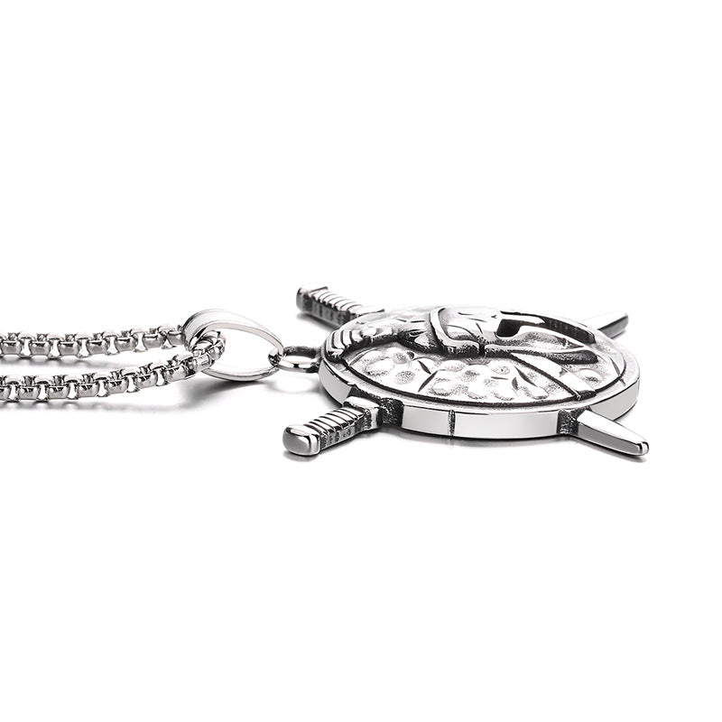 Steel Necklace – Statement Viking Warrior Pendant