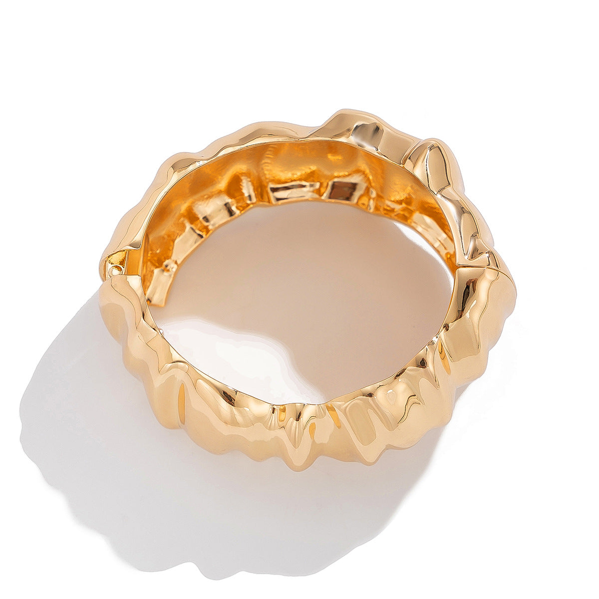 Planderful Vienna Verve Geometric Open Cuff Bracelet For Women Exaggerated Smooth Metal Statement