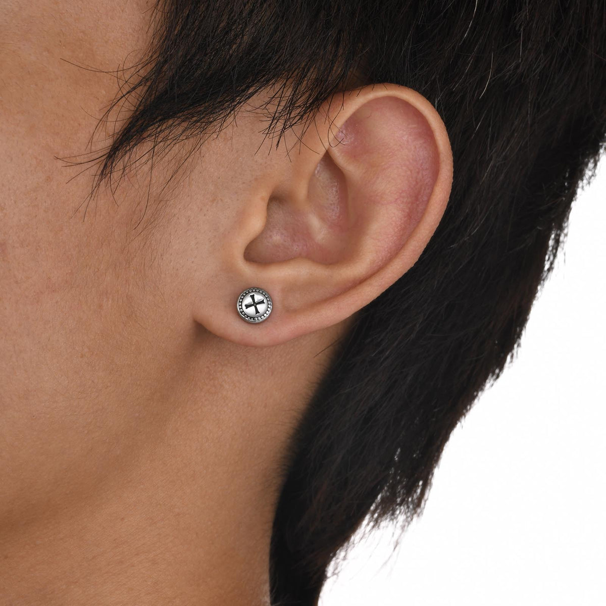 Cross Stainless Steel Earring — Single