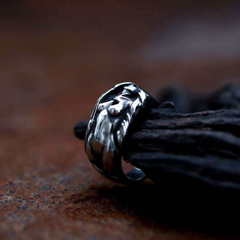 Titanium Steel Retro Open Ring for Men - Wholesale Stainless Steel Venus Muse Design