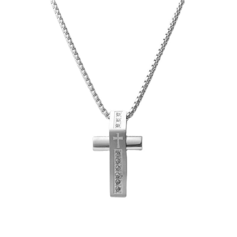 Stylish Titanium Steel Cross Pendant Necklace for Men - Personalized Retro Design