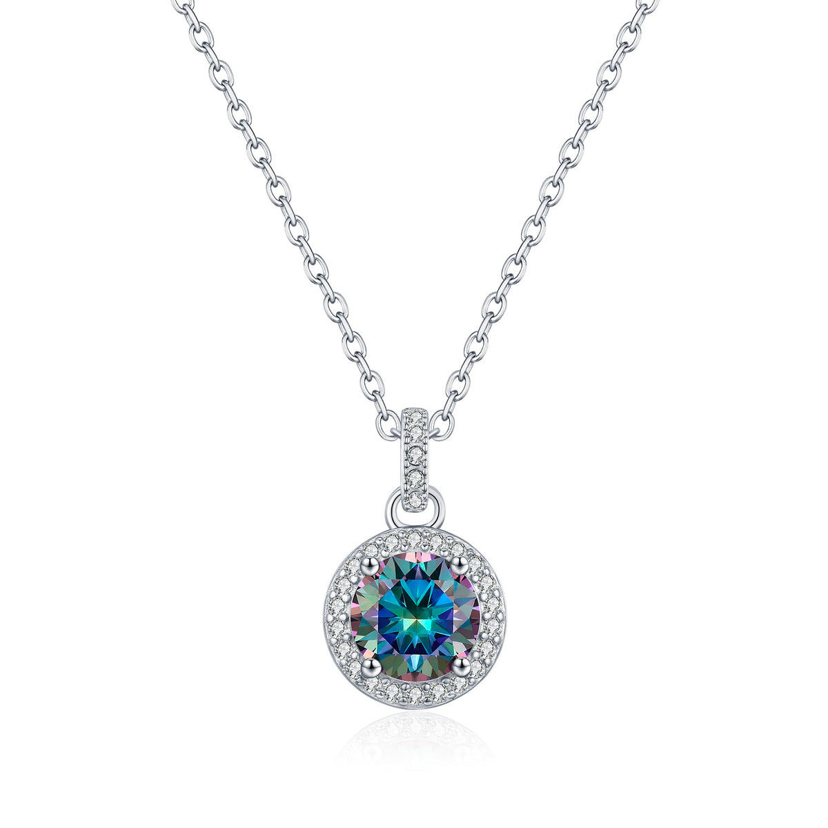925 Sterling Silver Multicolor Moissanite Necklace