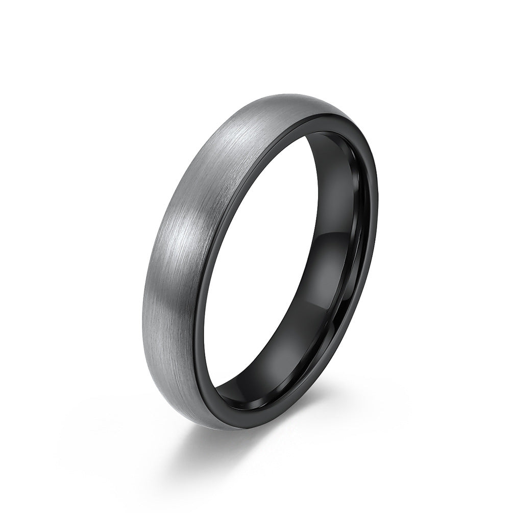 Curved Sand Surface Tungsten Steel Ring for Men