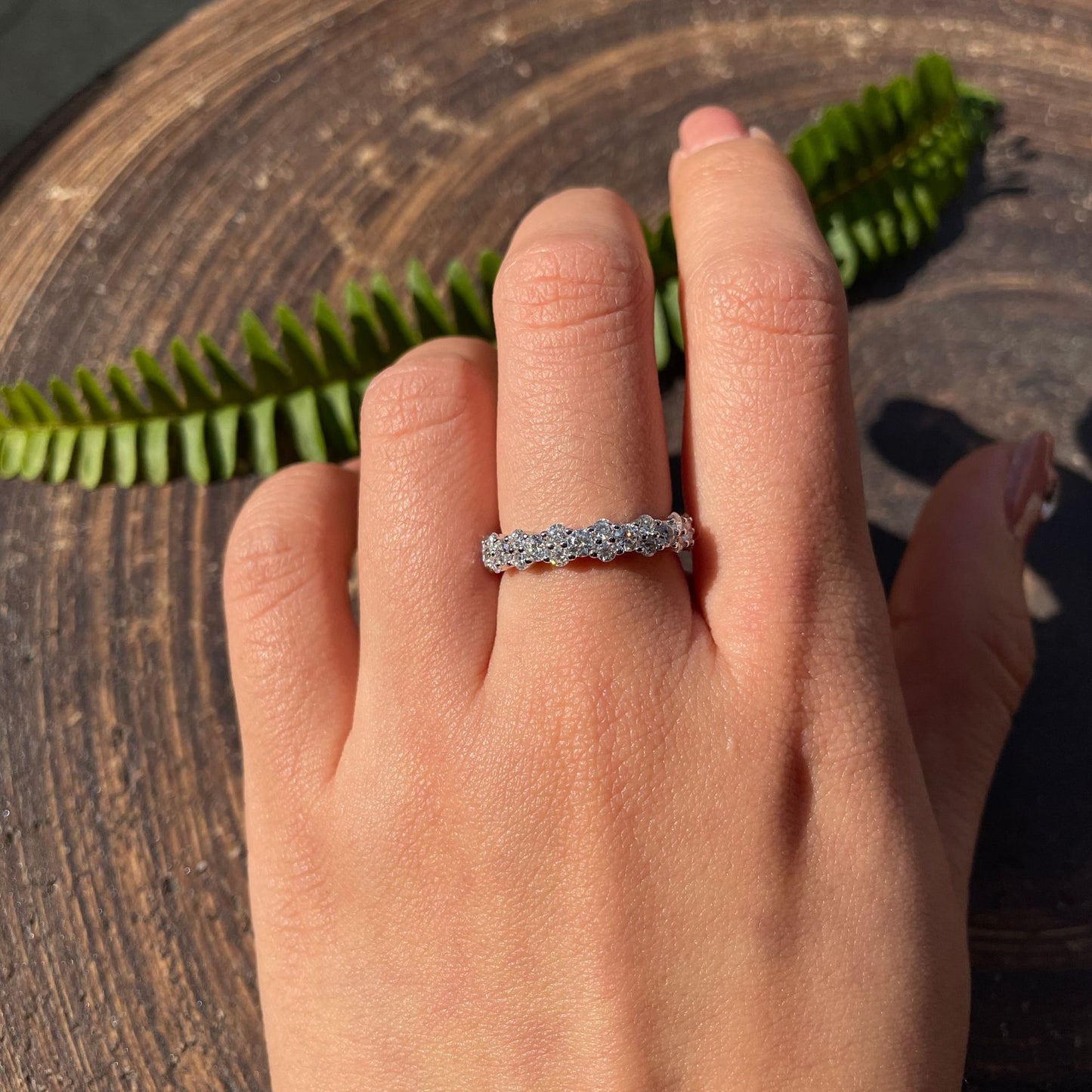 2025 New Star Dot Women's S925 Silver Mozzarella Diamond Row Ring