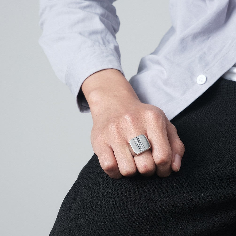 Sewing Cracks Matte Stainless Steel Ring Men's Stainless Steel Black