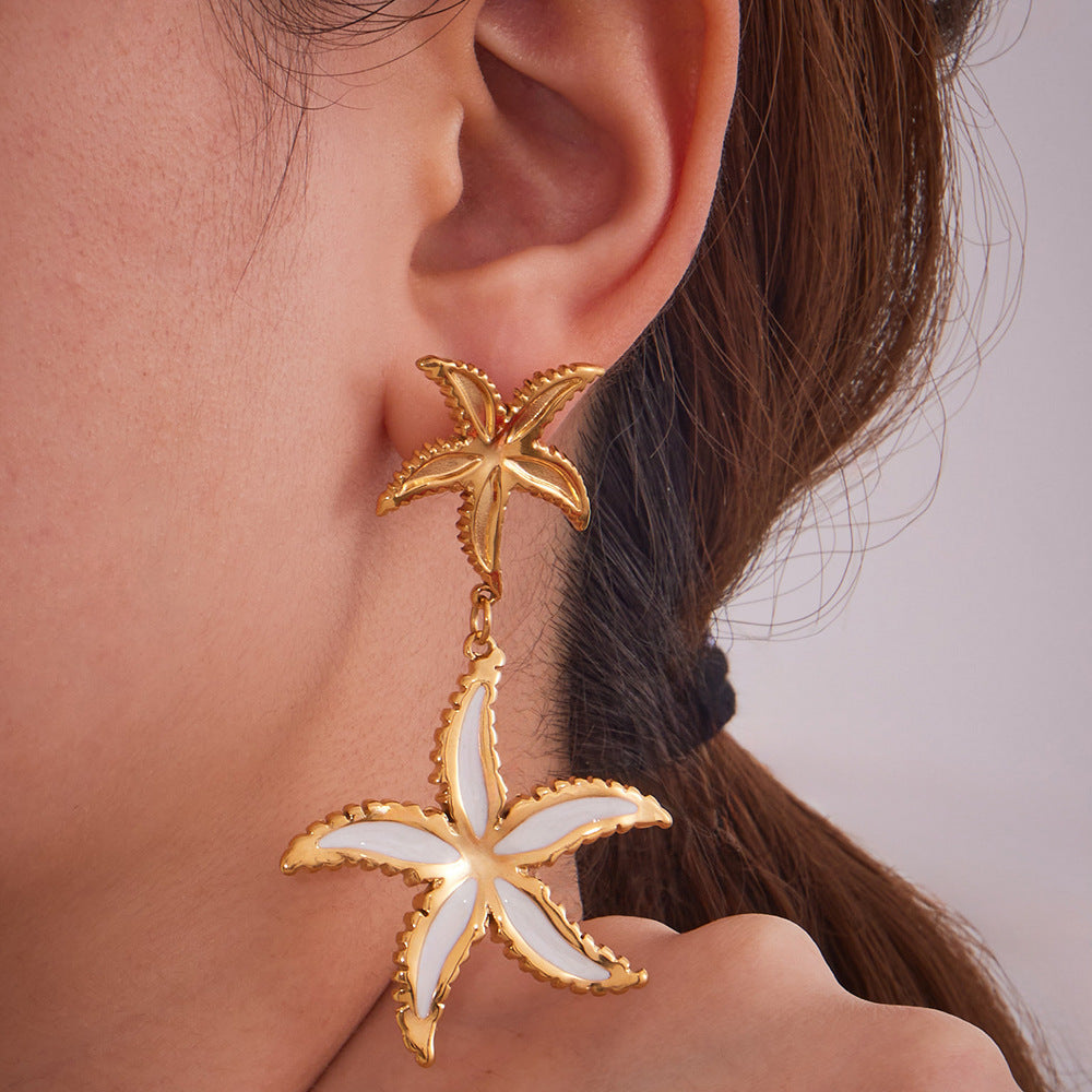 Planderful Starfish Earrings 18K Gold Plated For Women