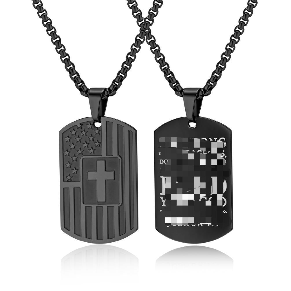 Cross & Flag Dog Tag Pendant — Two Styles