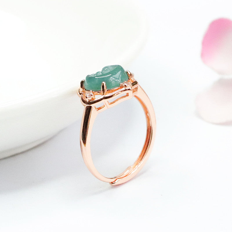Icy Blue Jadeite Ruyi Ring