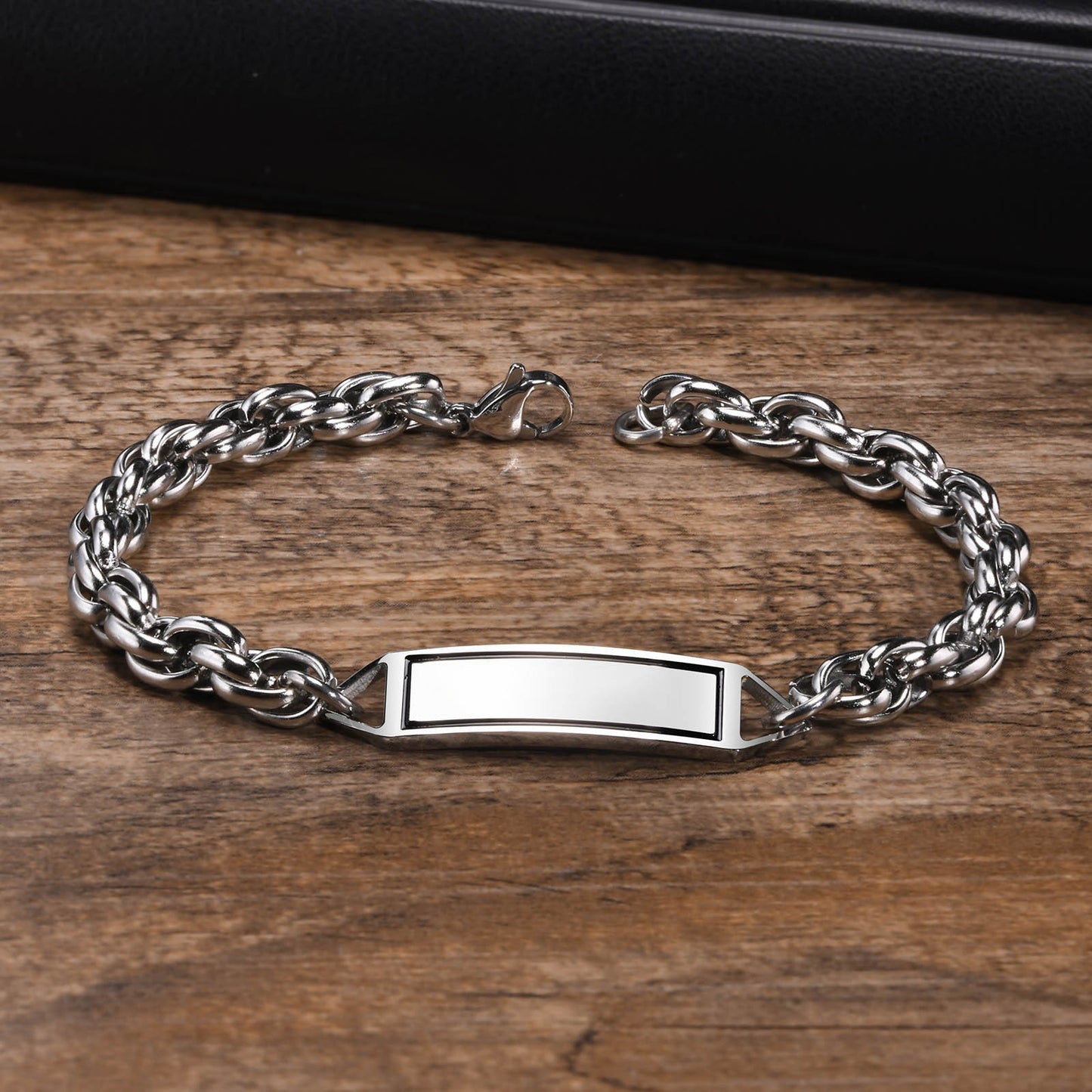 Stainless Steel Men's Fashion Bracelet Corroded Geometric Design