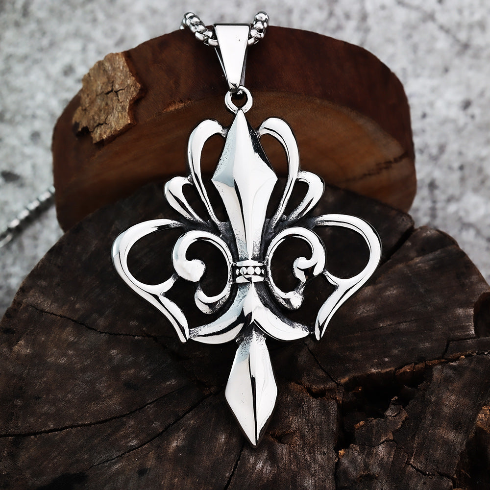 European and American Jewelry Wholesale Titanium Steel Men's Pendant Necklace Retro Hip-Hop Cross Pendant