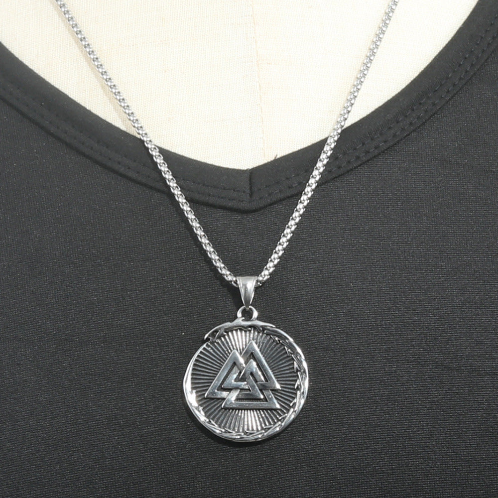European And American Stainless Steel Viking Triangle Pendant