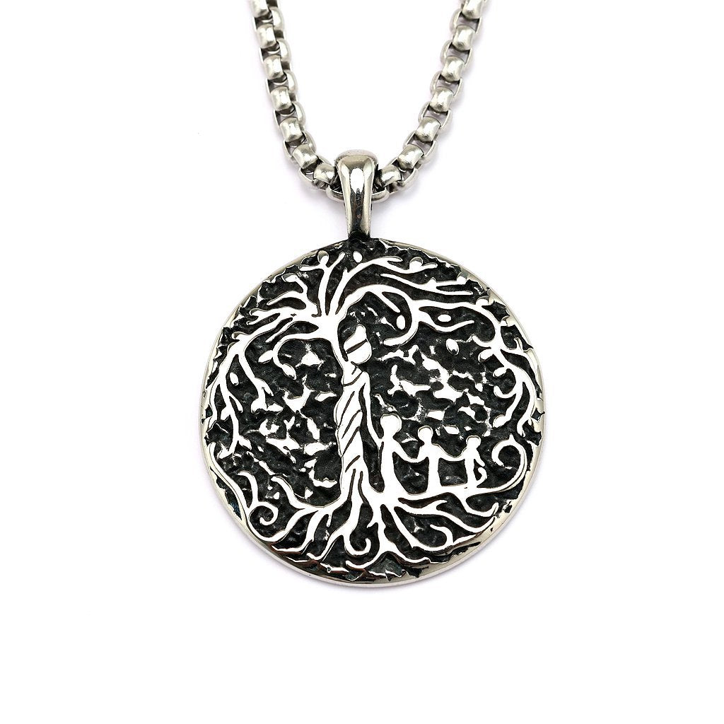 Vintage Tree of Life Stainless Steel Pendant Necklace