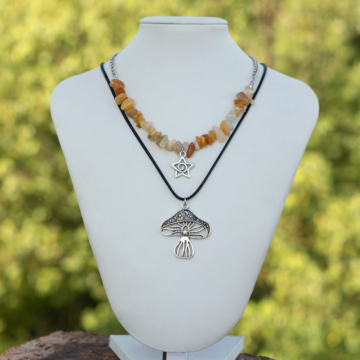 Turquoise-Style Beaded Ethnic Layered Necklace