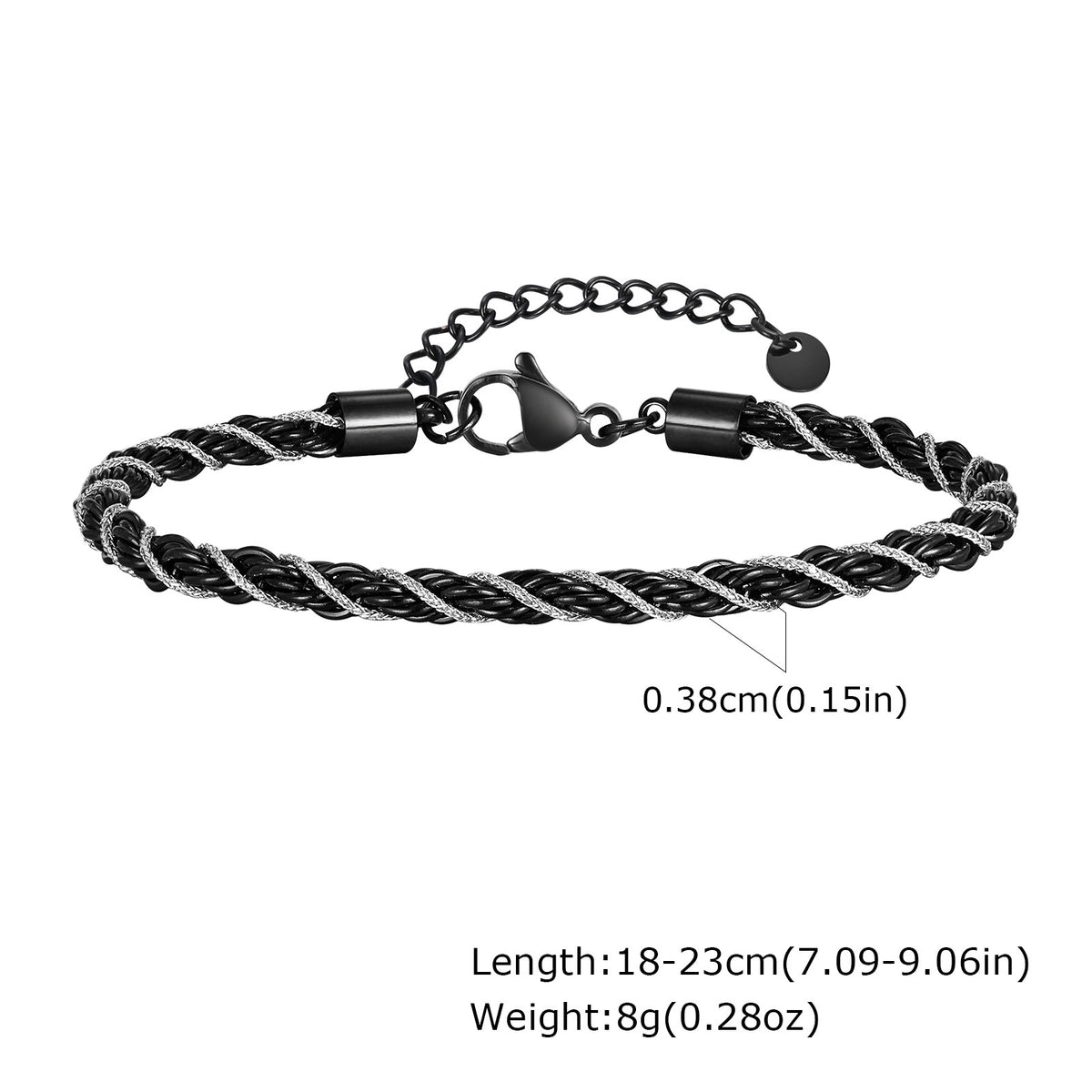 Braided Black Stainless Steel Bracelet for Men
