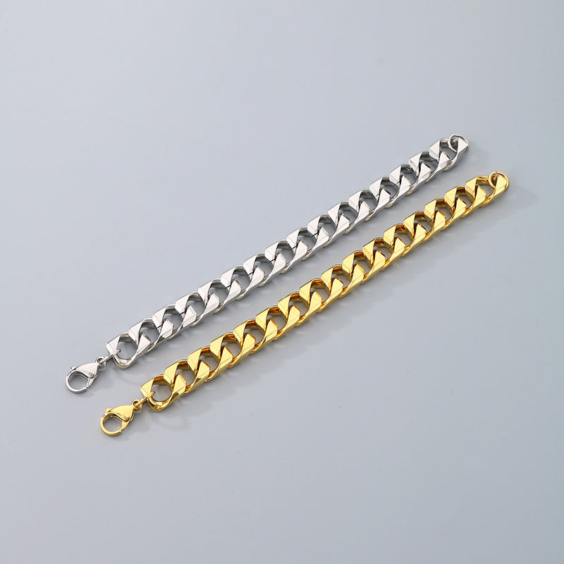 Hip-Hop Button Series – Woven Cuban Chain Dragon Head Buckle Titanium Bracelet