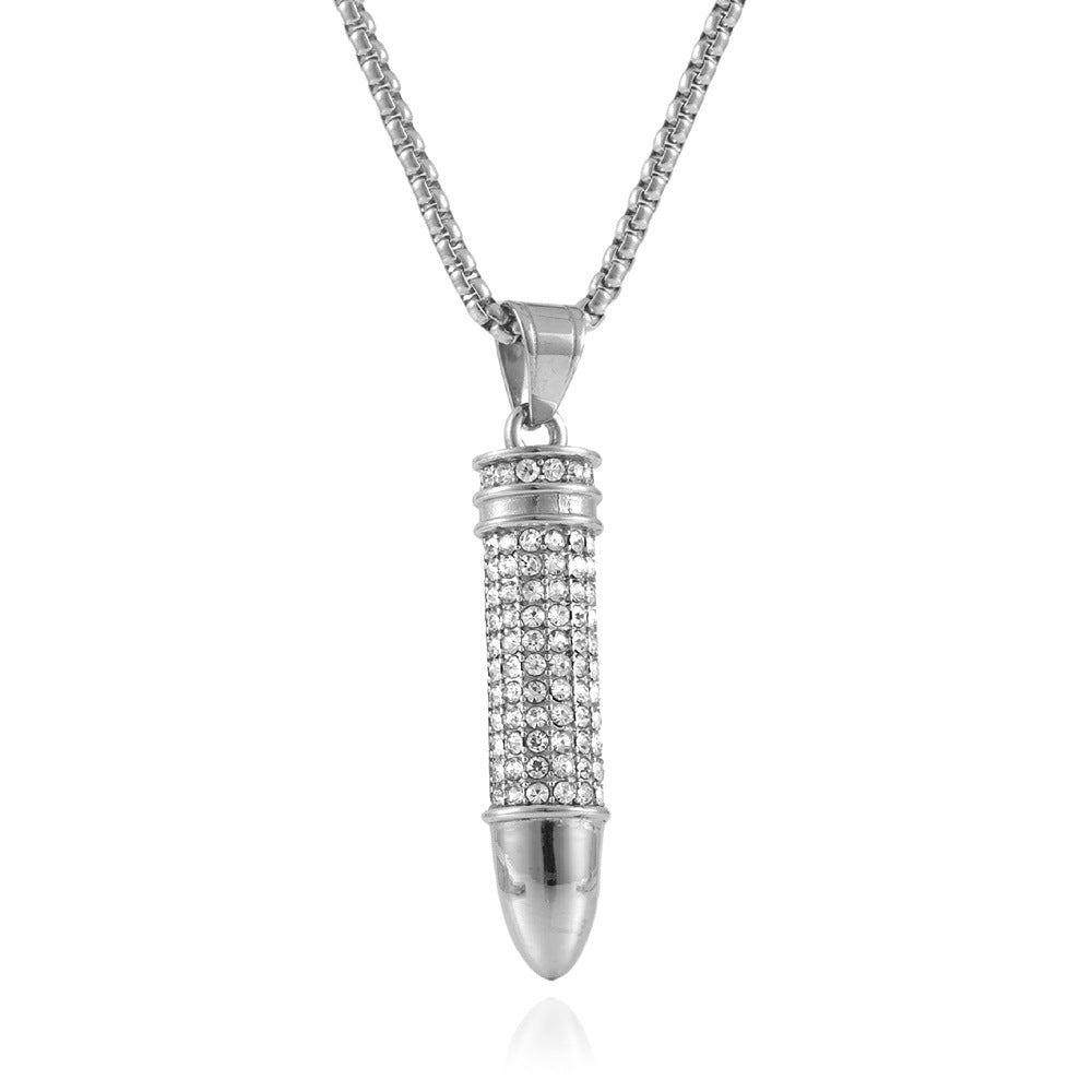 European And American Stainless Steel Bullet Pendant Necklace