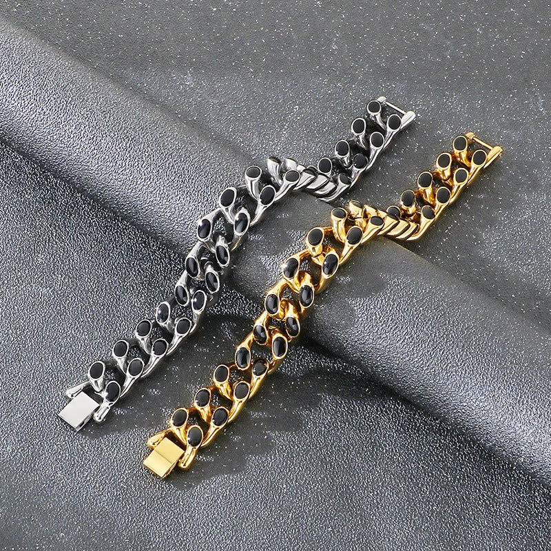Polished Bracelet – Hip-Hop Nightclub Design Drip Cuban Chain Buckle Stainless Steel