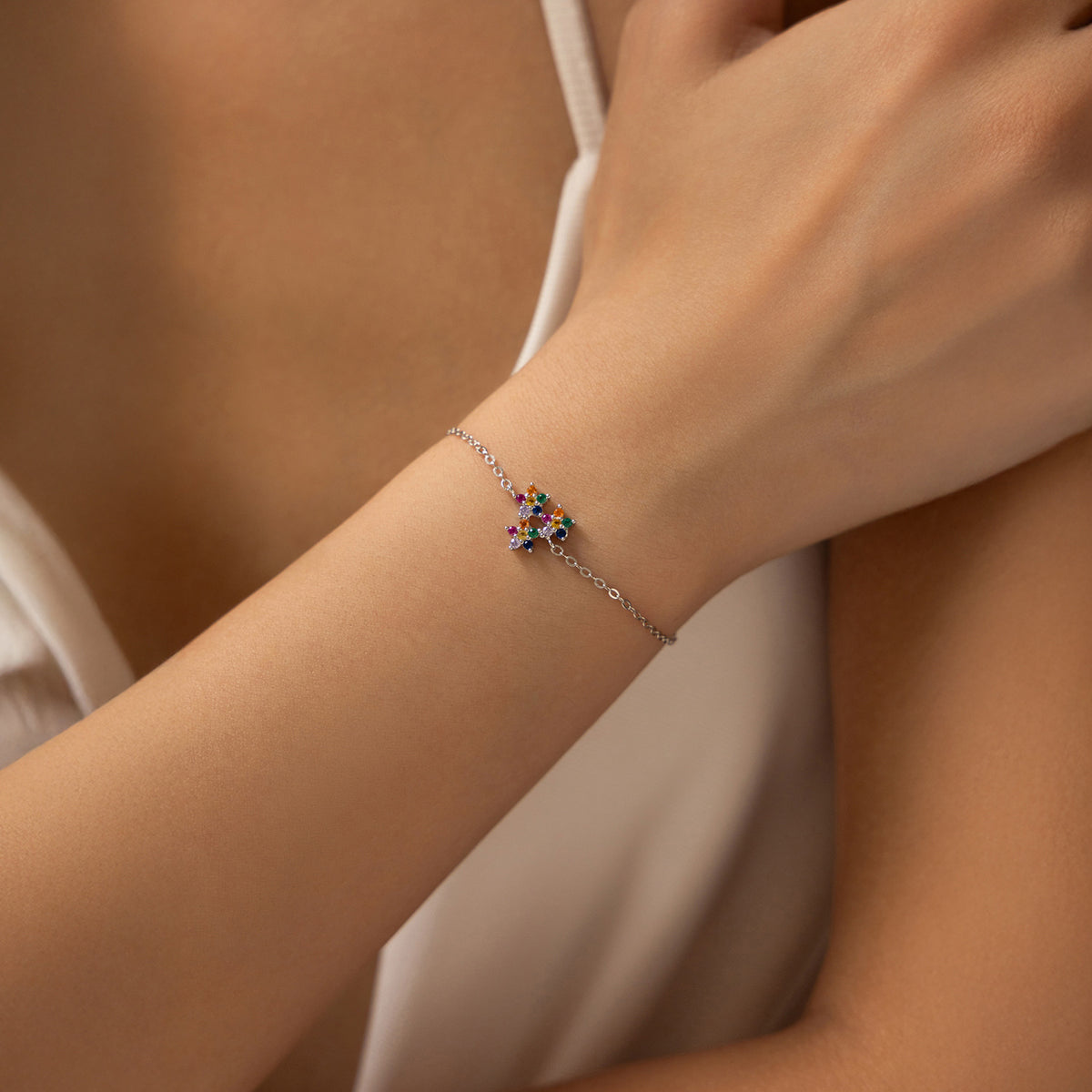 925 Sterling Silver Petite Floral Bracelet