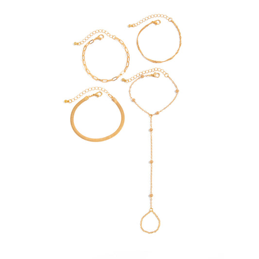 Thin Chain Stacked With Finger Bracelet Cold Multi-Layer Micro-Inlaid Snake Bone Chain