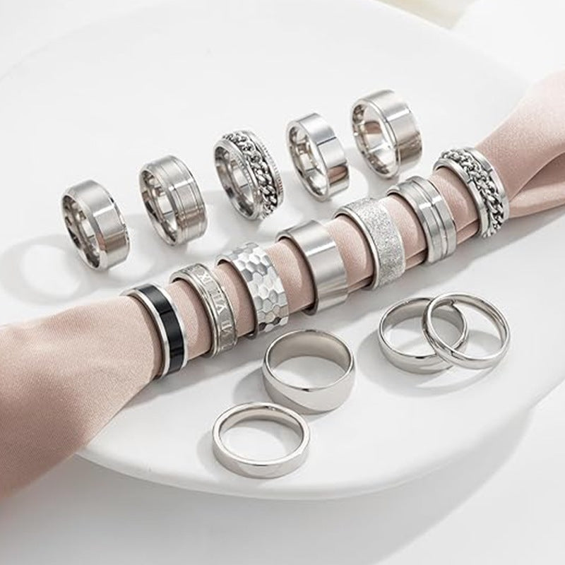 Planderful Everyday Genie Titanium Steel Ring Set For Men Unisex Protection Statement