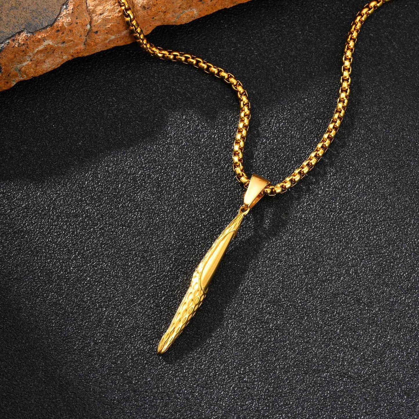 Planderful Black Stainless Steel Hammer Strip Pendant For Men